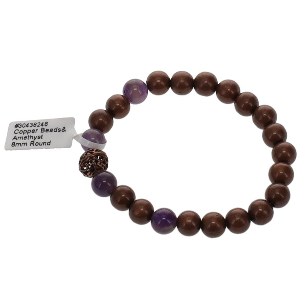 Bracelet Copper with Amethyst 8mm