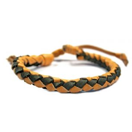 Bracelet Black Leather Tan