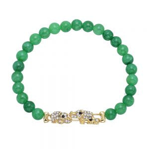 Bracelet Jade Green Beads with Elephant 6mm