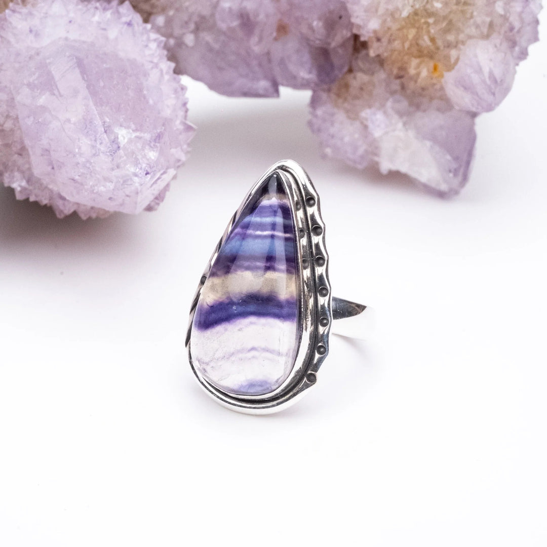 Ring Fluorite Teardrop Gem Quality 2.7 cm