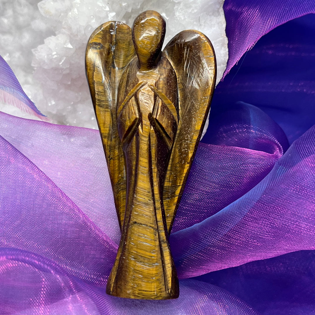 Angel Carving Tiger Eye 7.5 cm | Carpe Diem With Remi