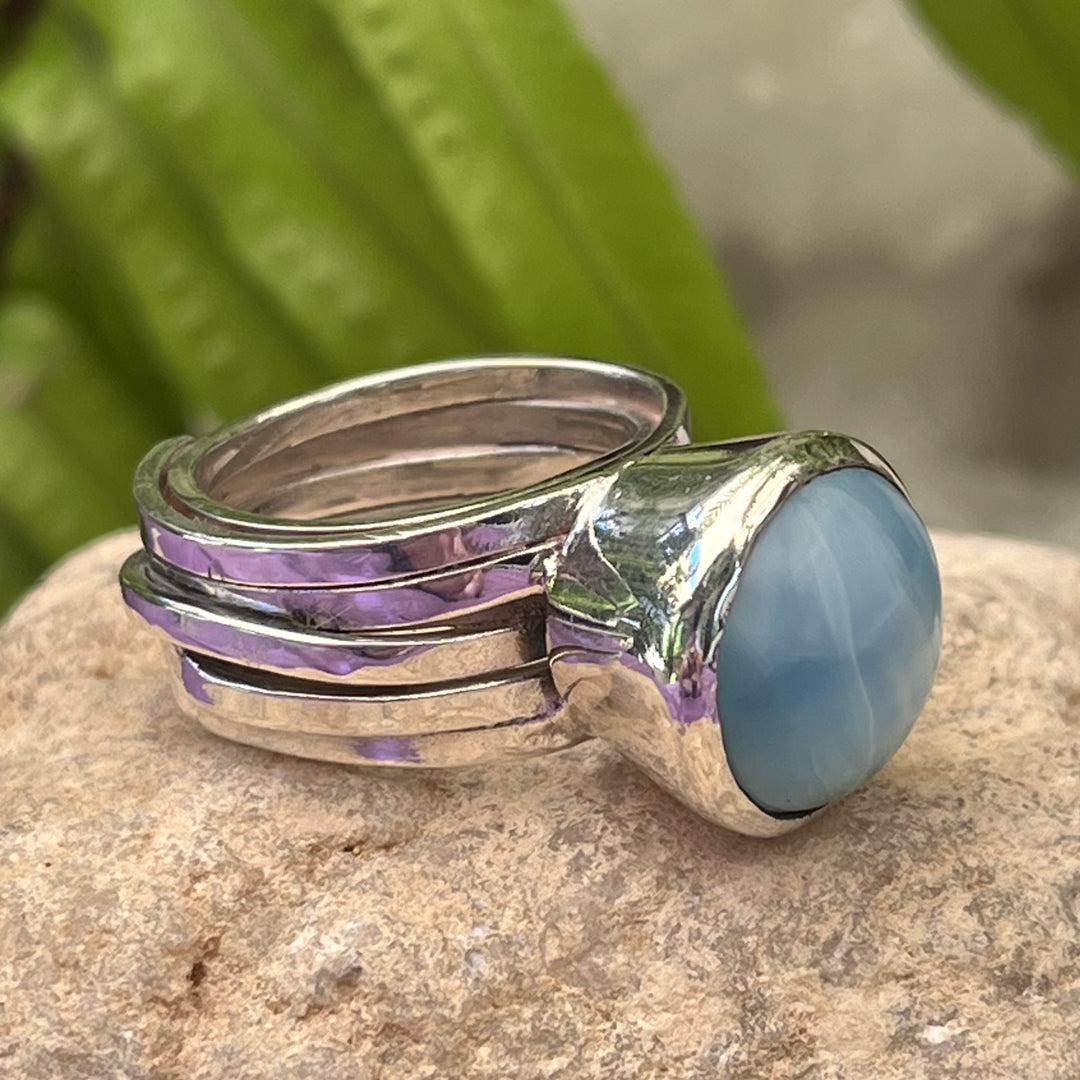 Ring Larimar Round 1.2 cm Size 6