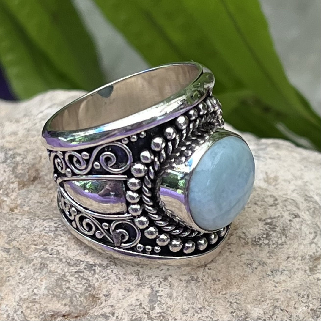 Ring Larimar Round Dotted 1.0 cm