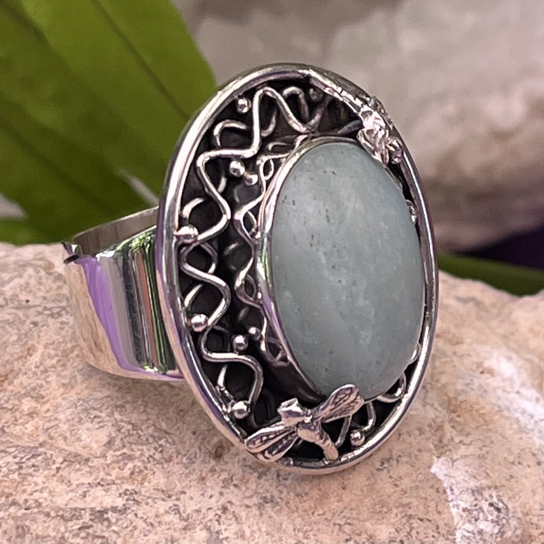 Ring Amazonite Oval Dragonflies 1.7 cm