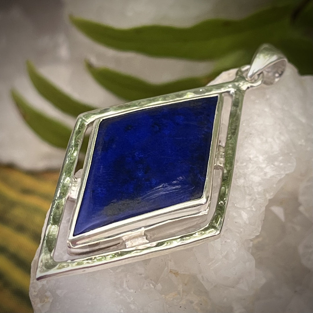 Pendant Lapis Lazuli Diamond Blue Turtles Was $220