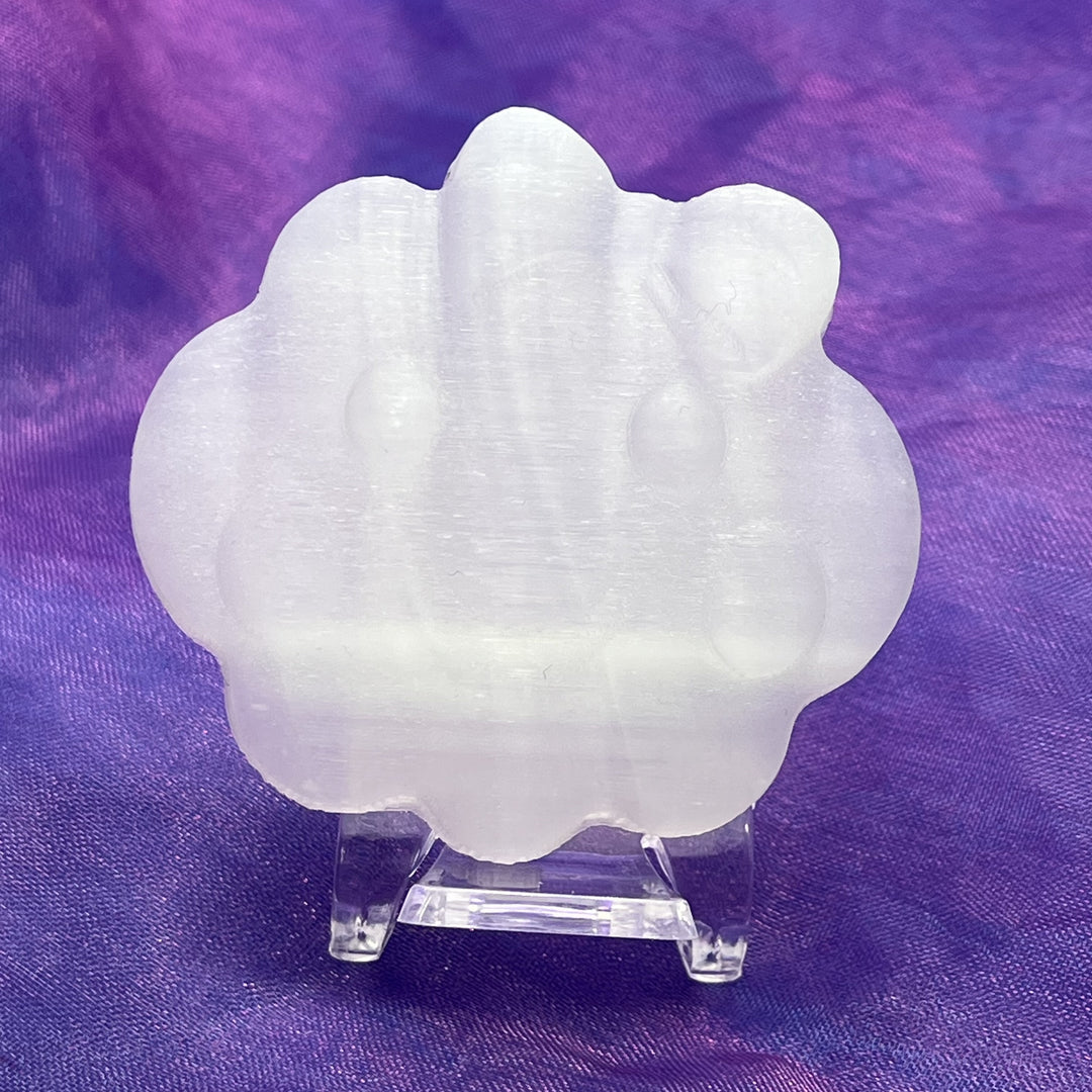 Cloud Satin Selenite on Stand