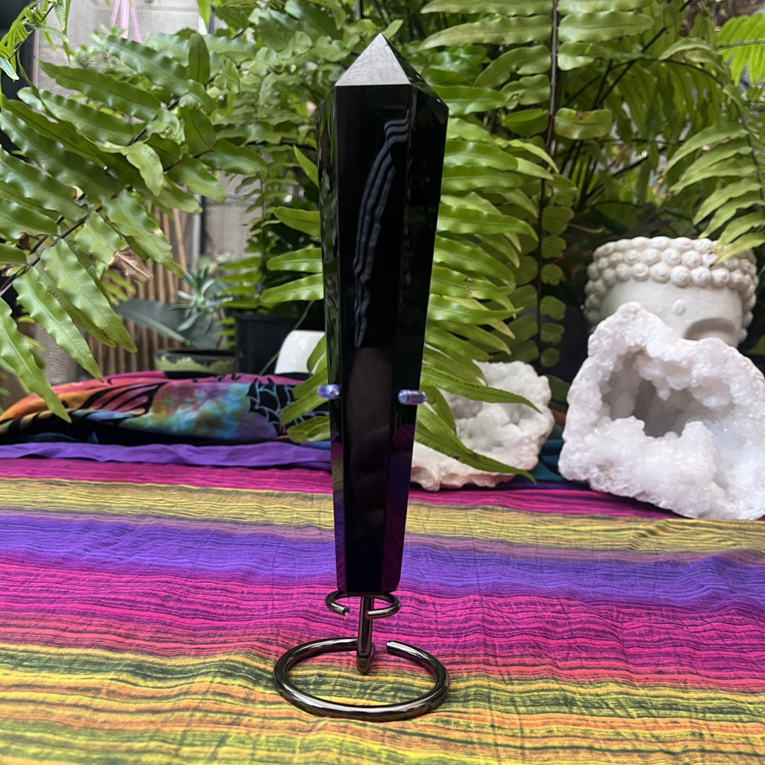 Wand Black Obsidian on Stand 19.7 cm