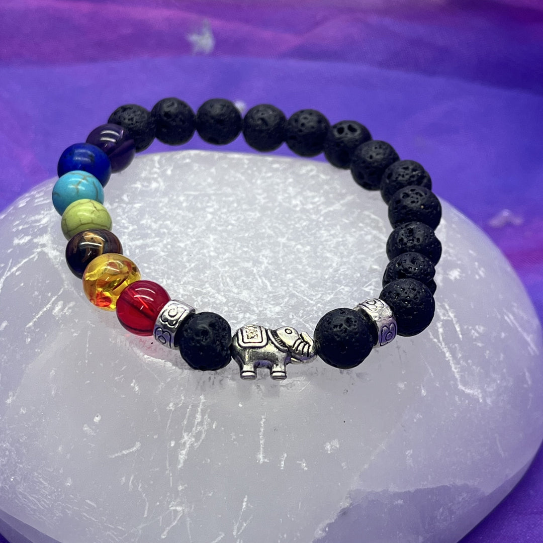 Bracelet Chakra Lava Beads 8mm