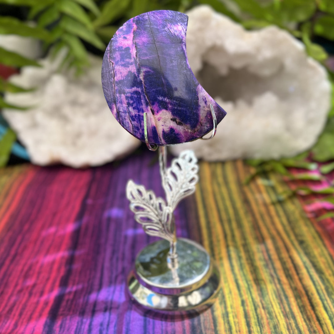 Purple Moonstone Moon on Stand