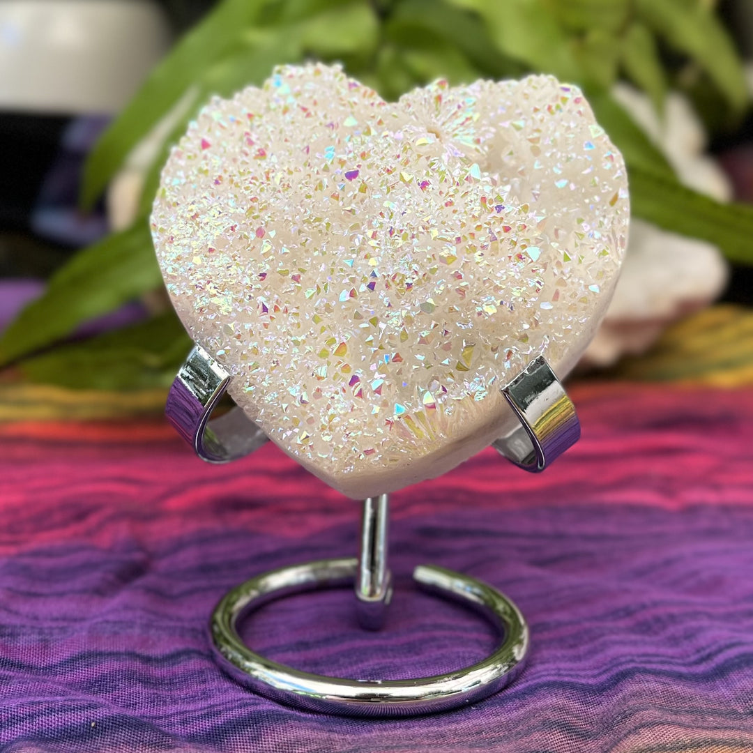 Heart Druzy Angel Aura on Stand