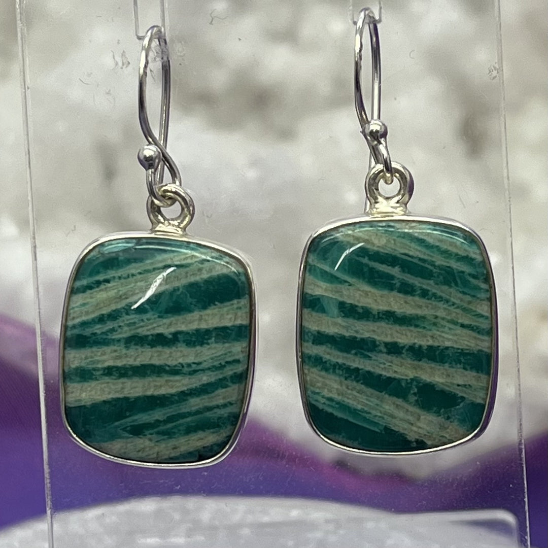 Earrings Amazonite Rectangle 3.6 cm