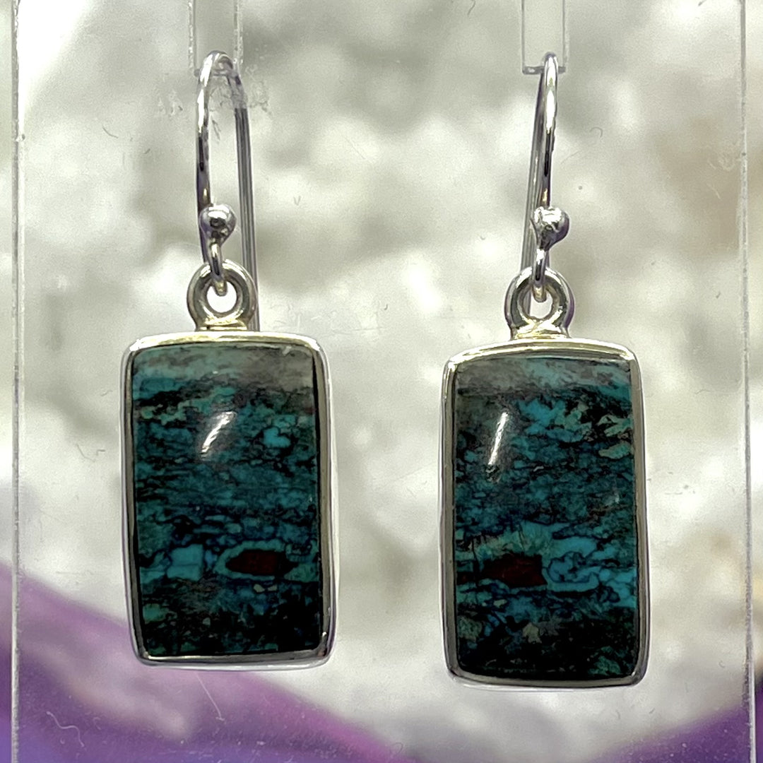 Earrings Shattuckite Rectangle 3.4 cm