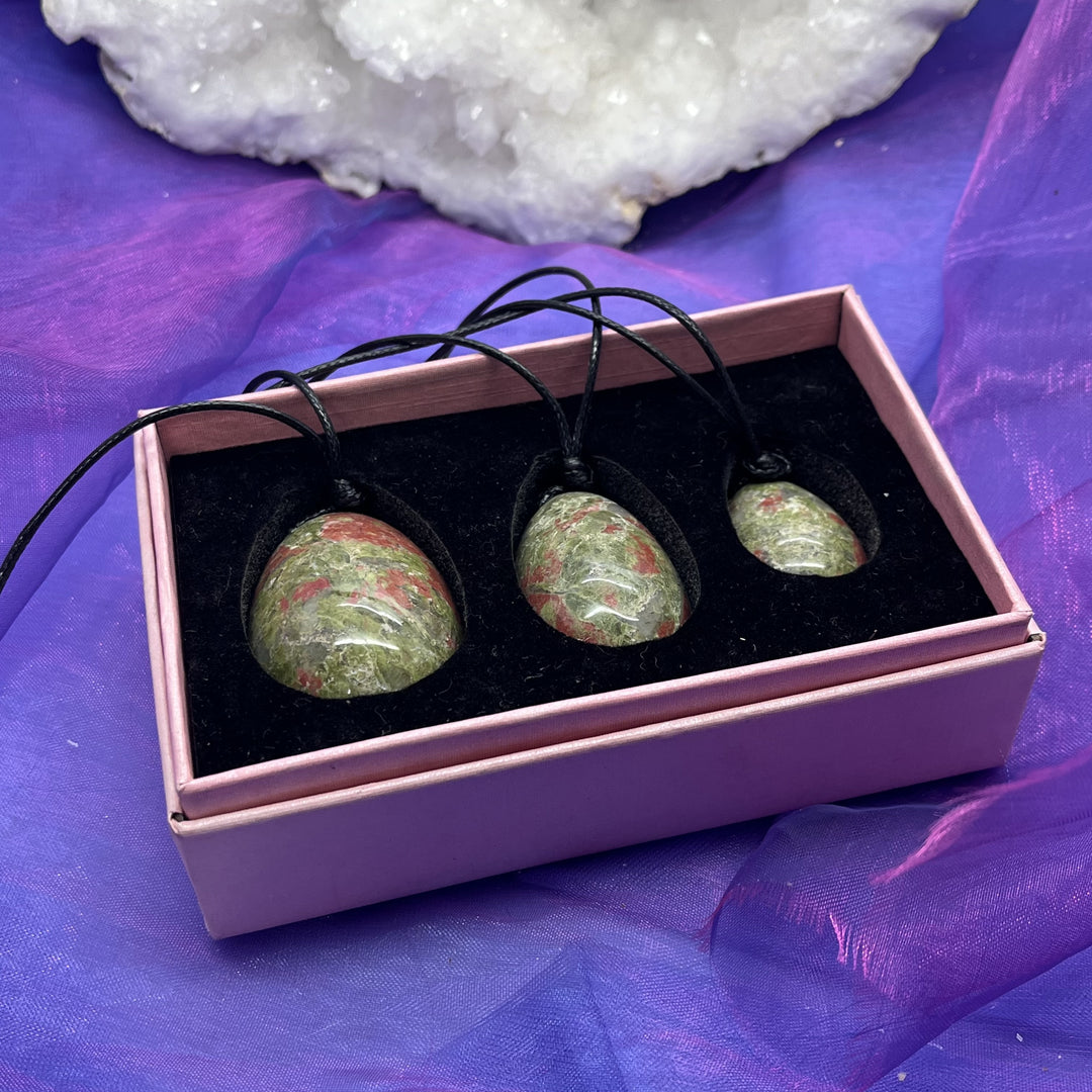 Yoni Egg Set of 3 Unakite Boxed