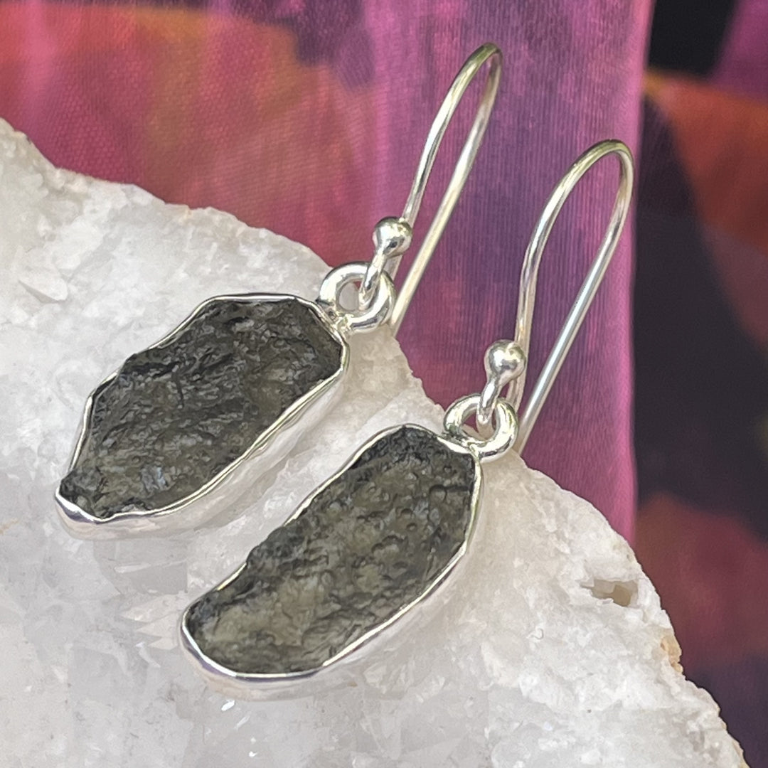 Earrings Moldavite Freeform 3.3 cm