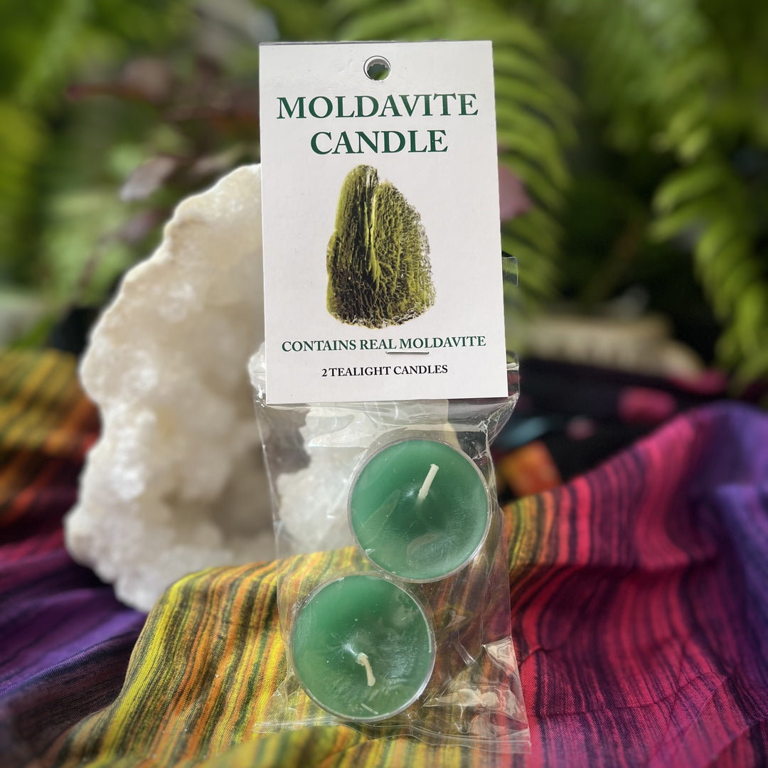 Tealight Candles Moldavite 2 Pc