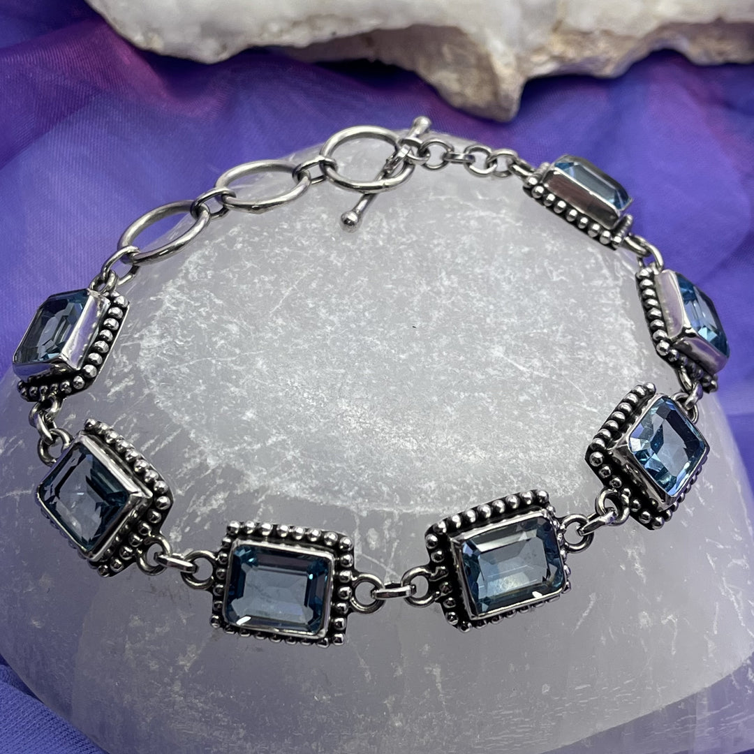 Bracelet Blue Topaz Facets S/S