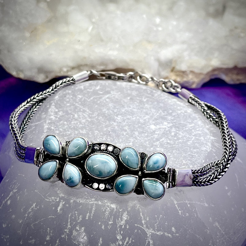 Bracelet Larimar Flower S/S