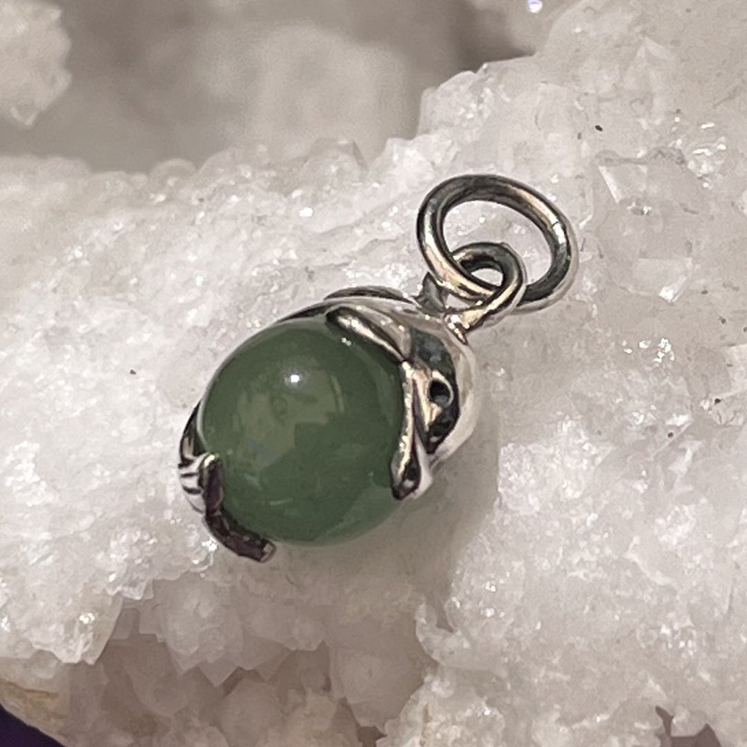 Pendant Green Aventurine Sphere with Dolphin