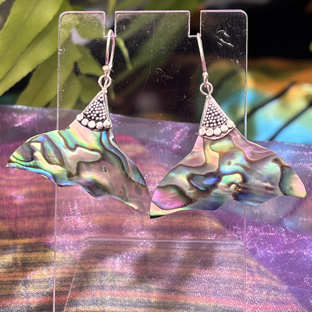 Earrings Paua Shell Whale Tail S/S