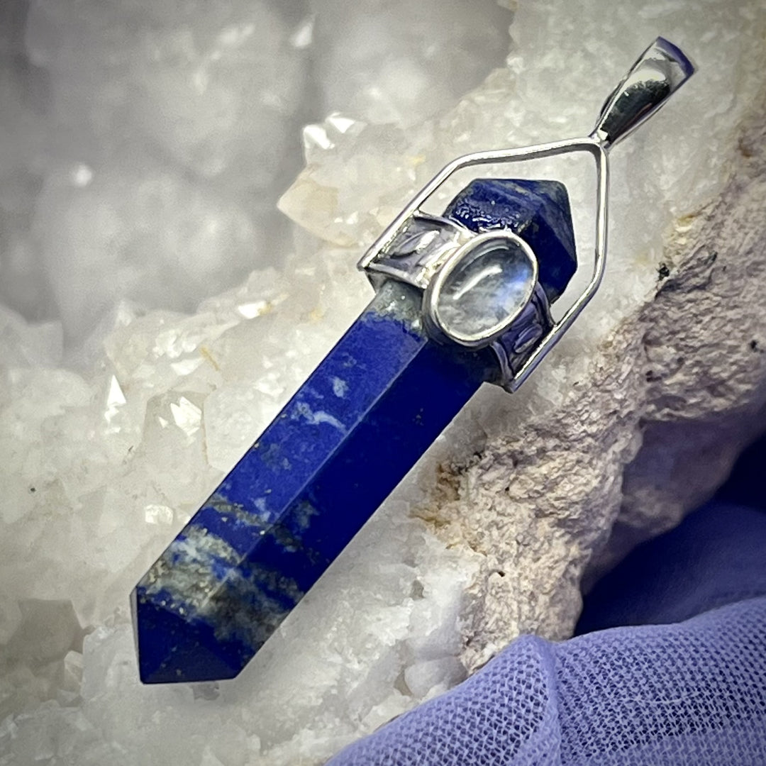 Pendant Lapis Point with Moonstone 4.6 cm