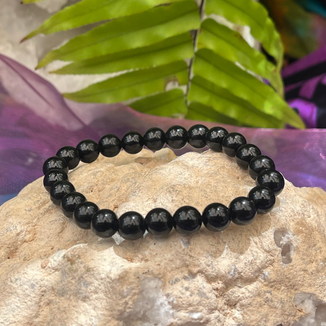 Bracelet Black Obsidian Bead 8mm