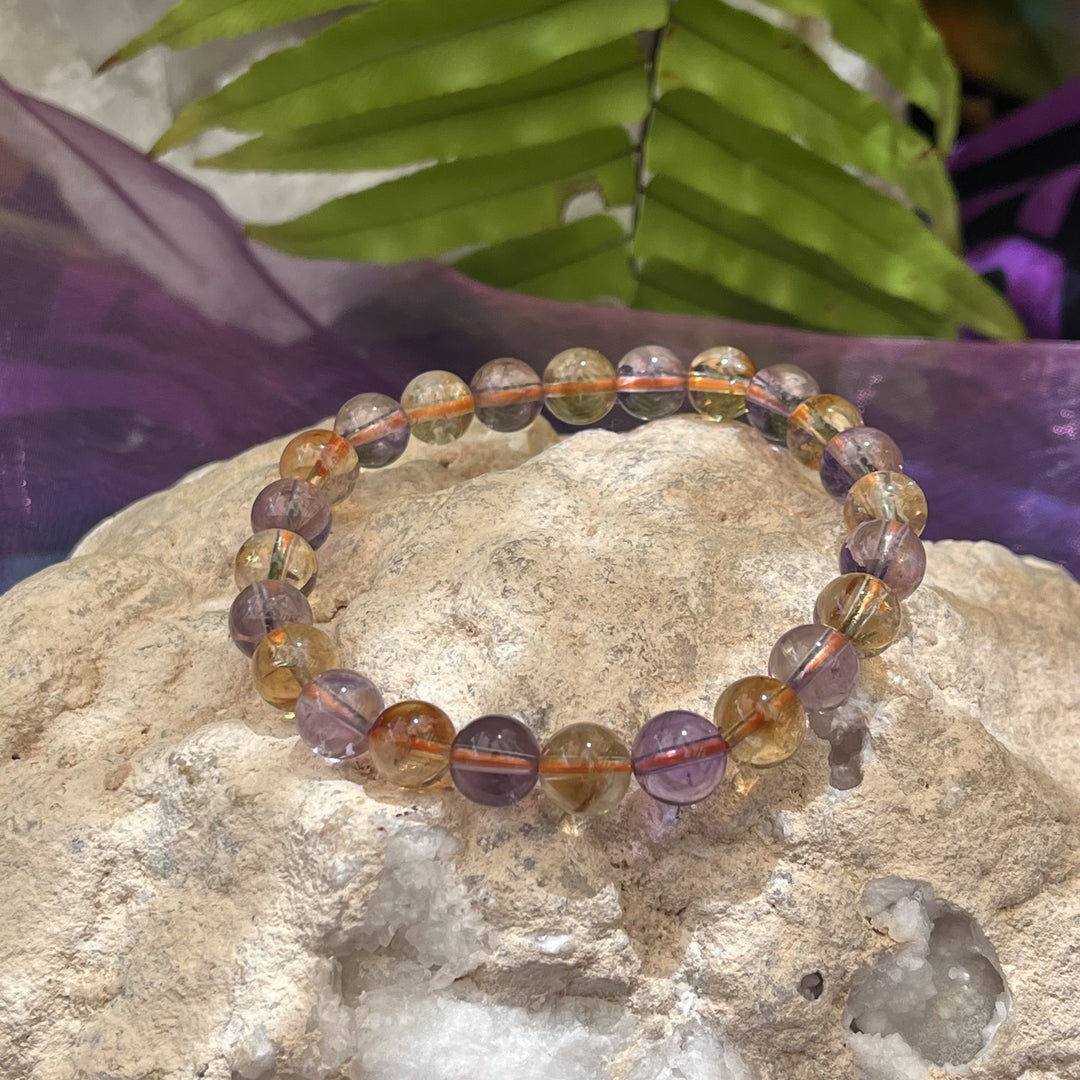 Bracelet Amethyst and Citrine 8mm Beads