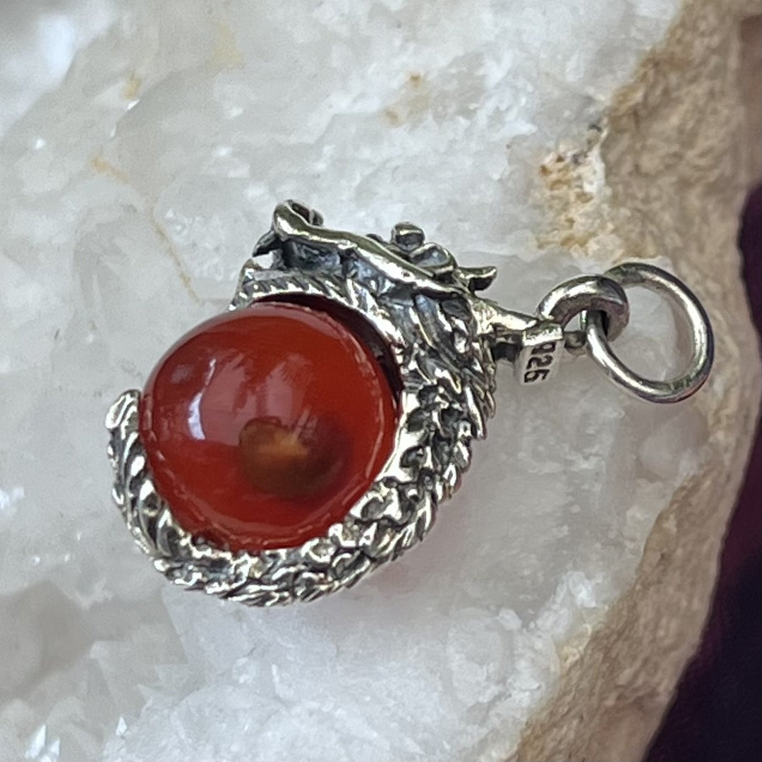 Pendant Carnelian Sphere with Dragon 2.3 cm