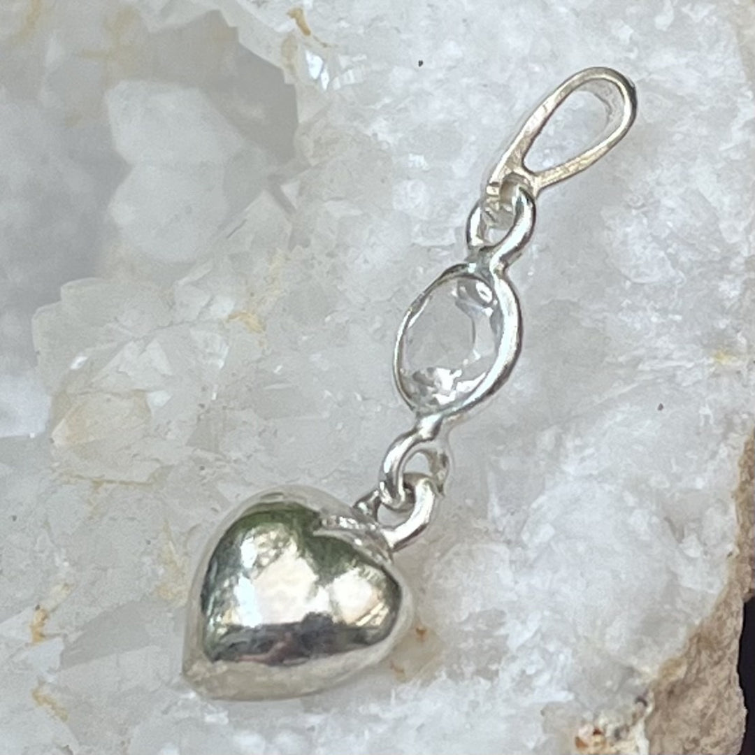 Pendant Clear Quartz Heart Charm 2.6 cm