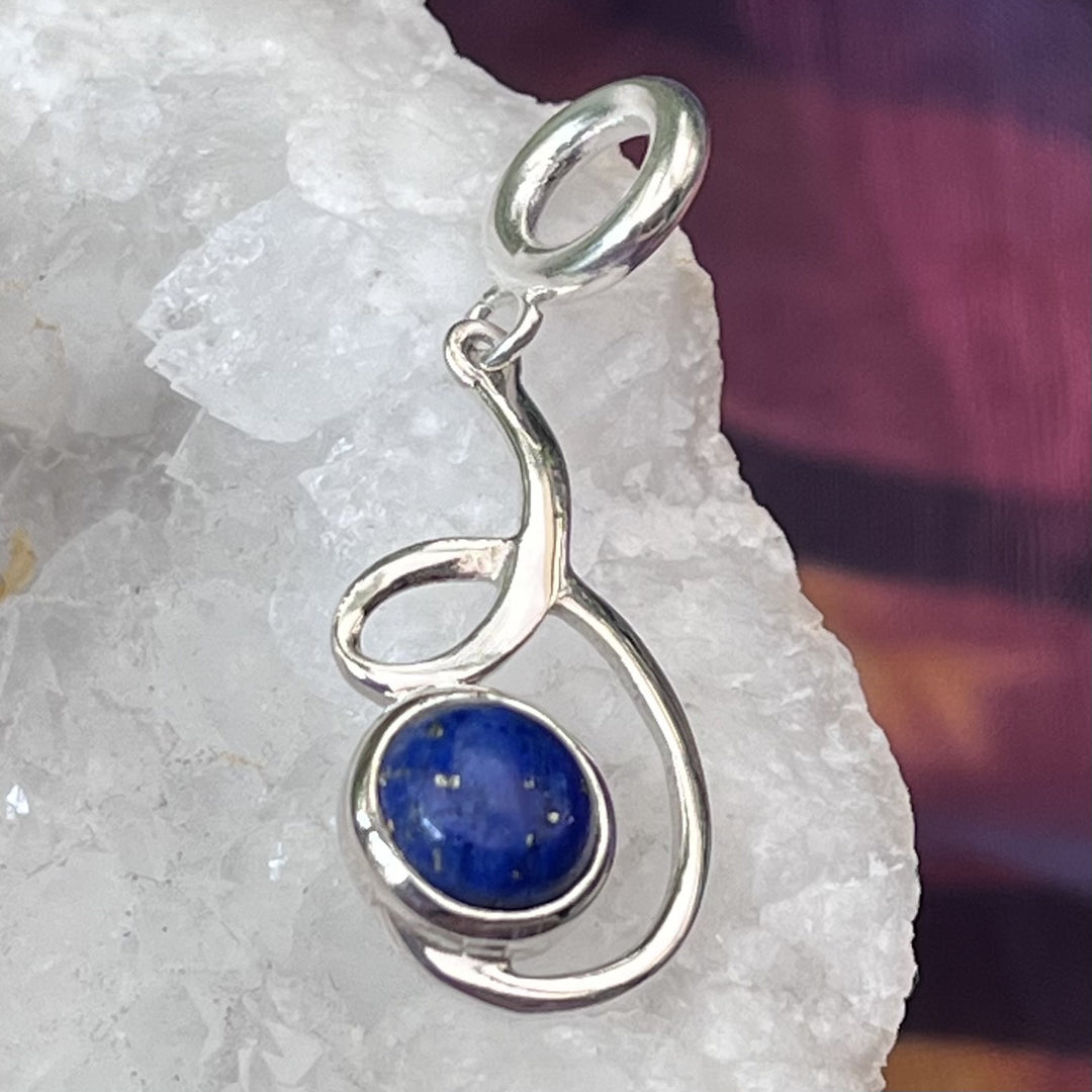 Pendant Lapis Round Swirl 3.4 cm