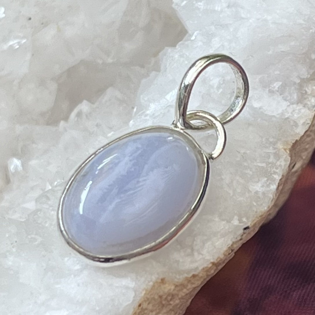 Pendant Blue Lace Agate Oval 2.6 cm