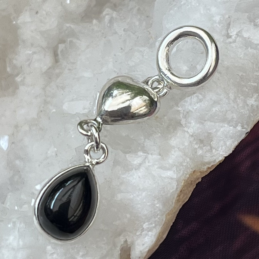 Pendant Black Obsidian Heart Charm 3.7 cm