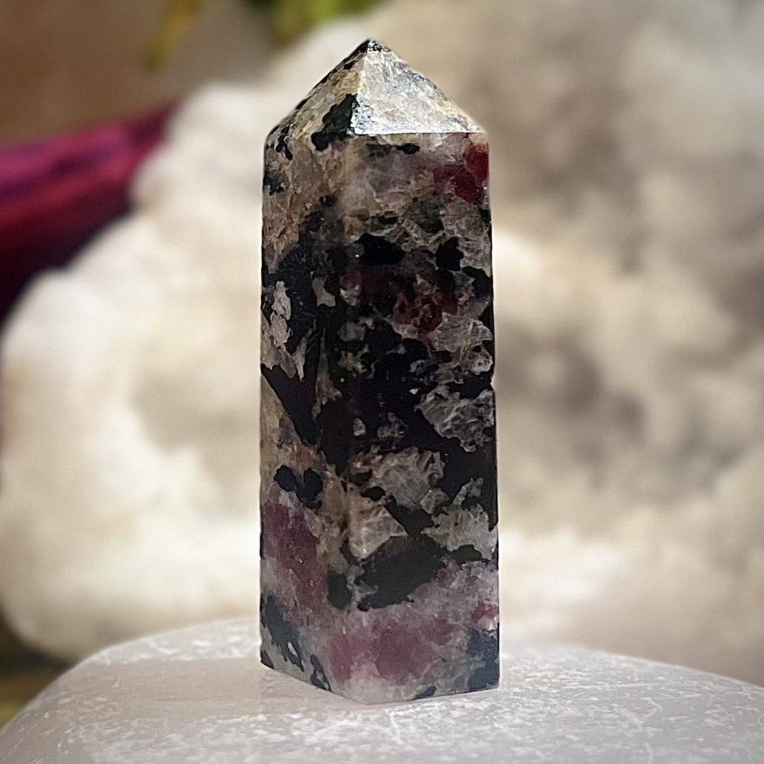 Point Rhodochrosite Black Tourmaline Quartz