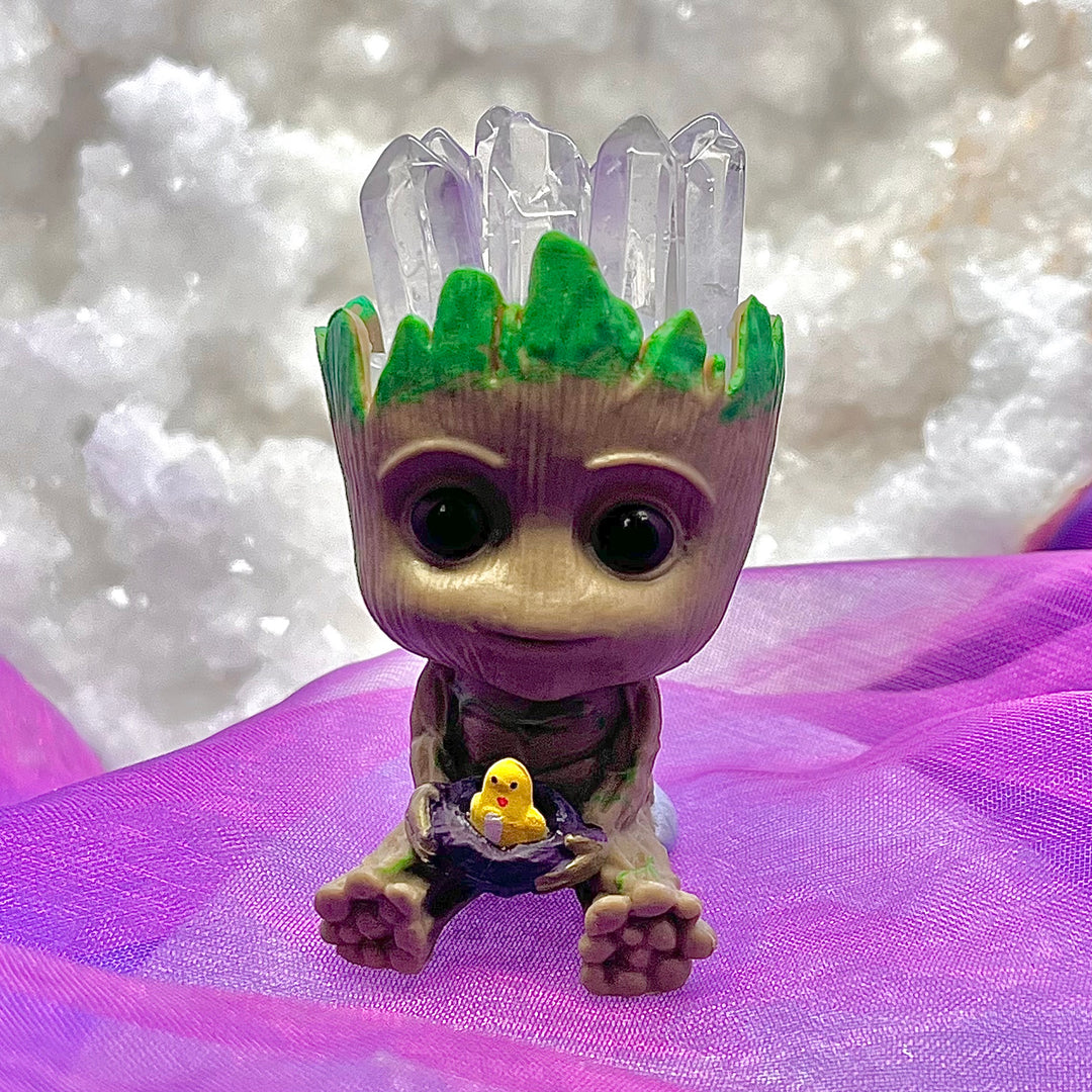 Groot Baby with Tree and Crystals