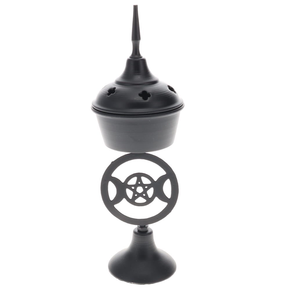 Incense Burner Triple Moon Black