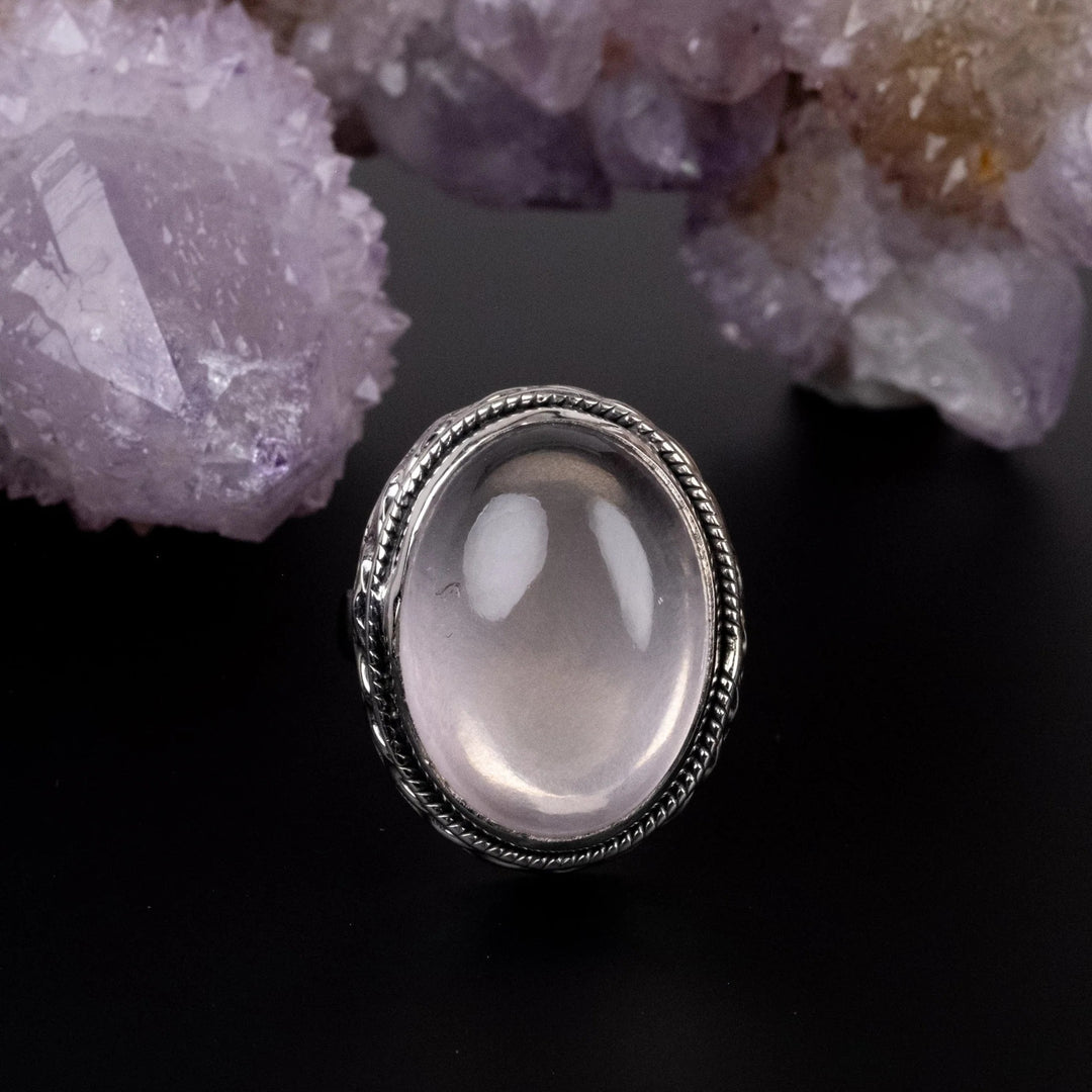 Ring Rose Quartz Oval 2.0 cm Gem Quality