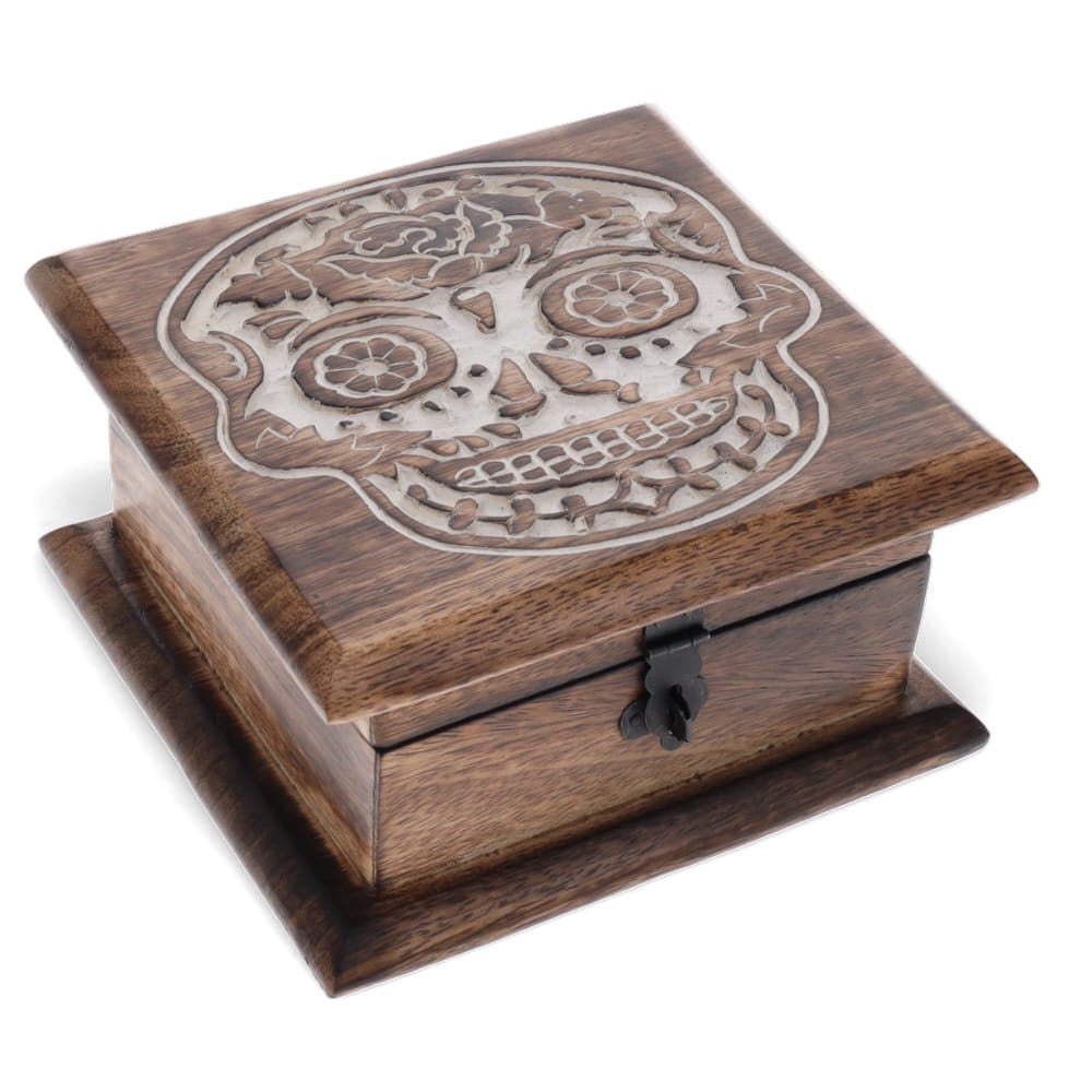 Box Skull Wooden 15 cm