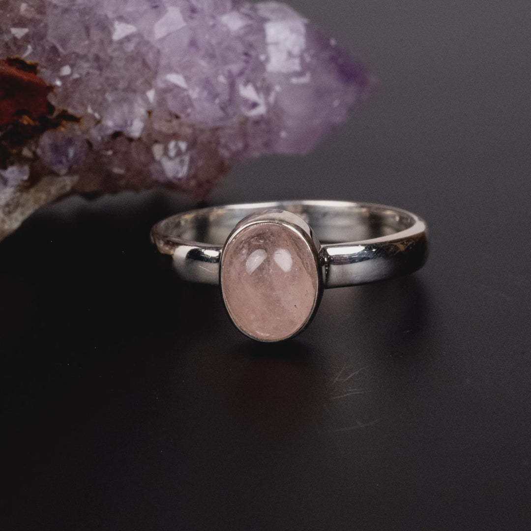 Ring Morganite Oval Mini Gem Quality 0.8 cm