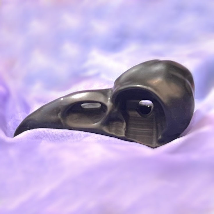 Raven Skull Black Obsidian 9.8 cm