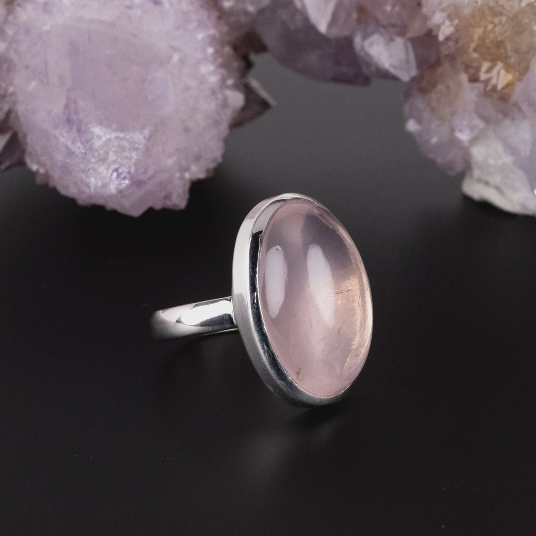 Ring Rose Quartz Oval Gem Quality 2.1 cm