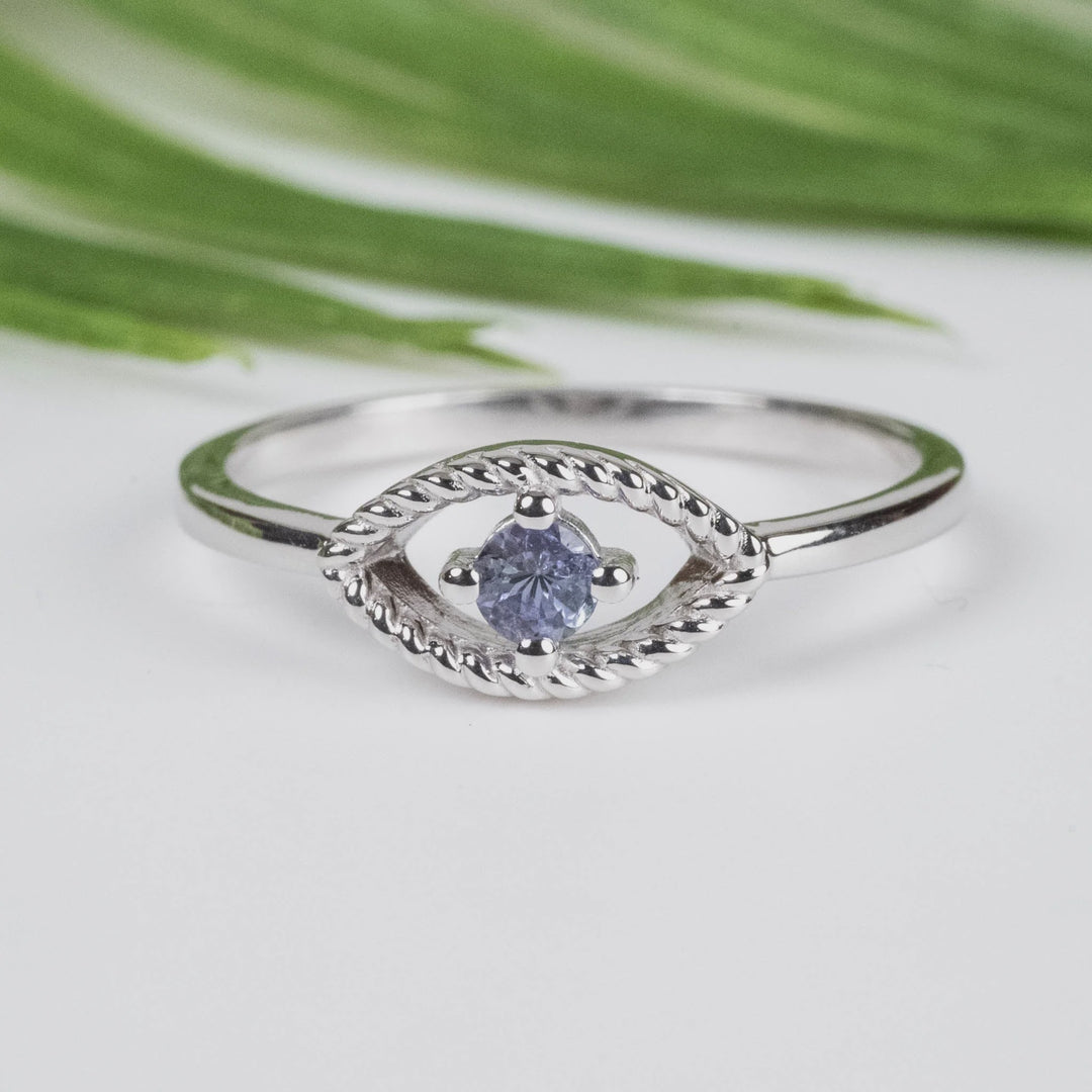 Ring Tanzanite Evil Eye Mini Facet 0.3 cm