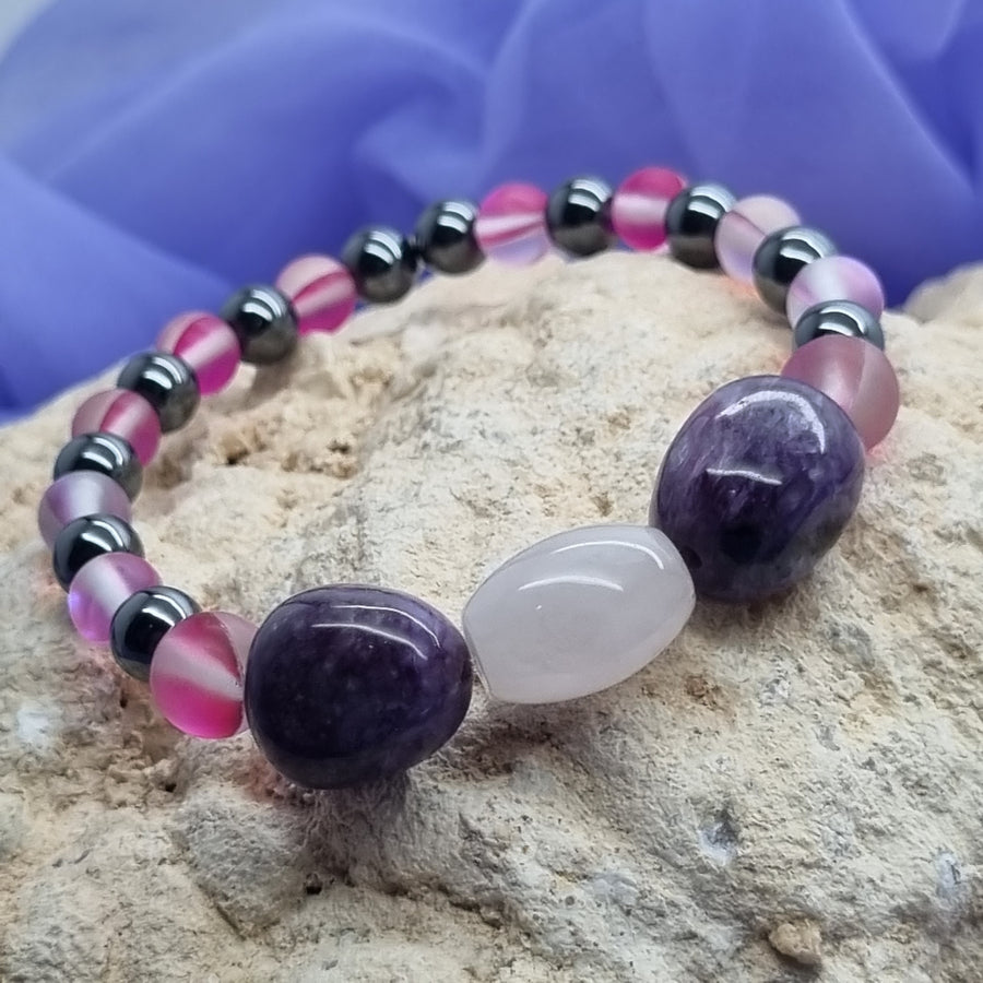 Bracelet Charoite Rose Quartz Hematite | Carpe Diem with Remi