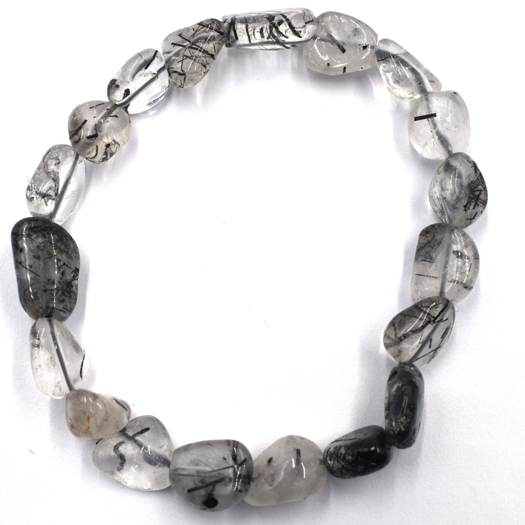 Bracelet Rutilated Quartz Black Tumbled