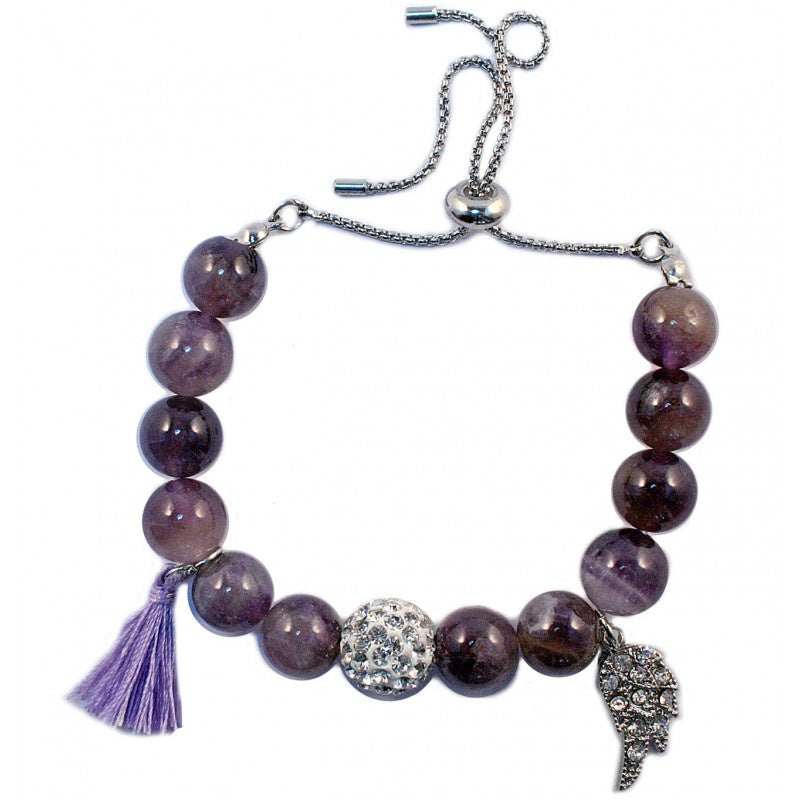 Bracelet Amethyst Angel Wing Charm | Carpe Diem with Remi