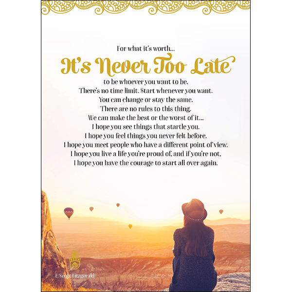 Greeting Card It's Never Too Late | Carpe Diem with Remi