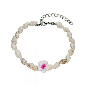 Anklet Seashells with Pink Frangipani