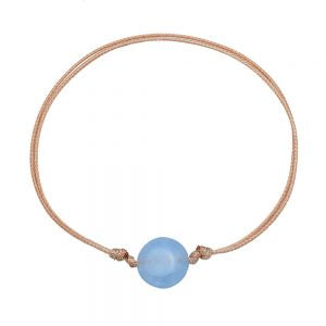 Anklet Aquamarine Round Natural Cord