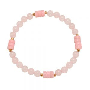 Bracelet Rose Quartz and Imitation Opal 6mm