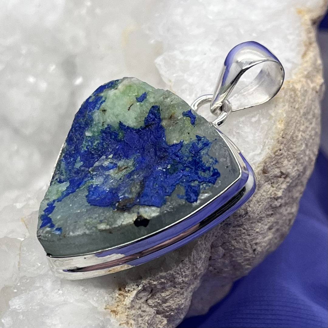 Pendant Azurite Druzy Shield 4.1 cm