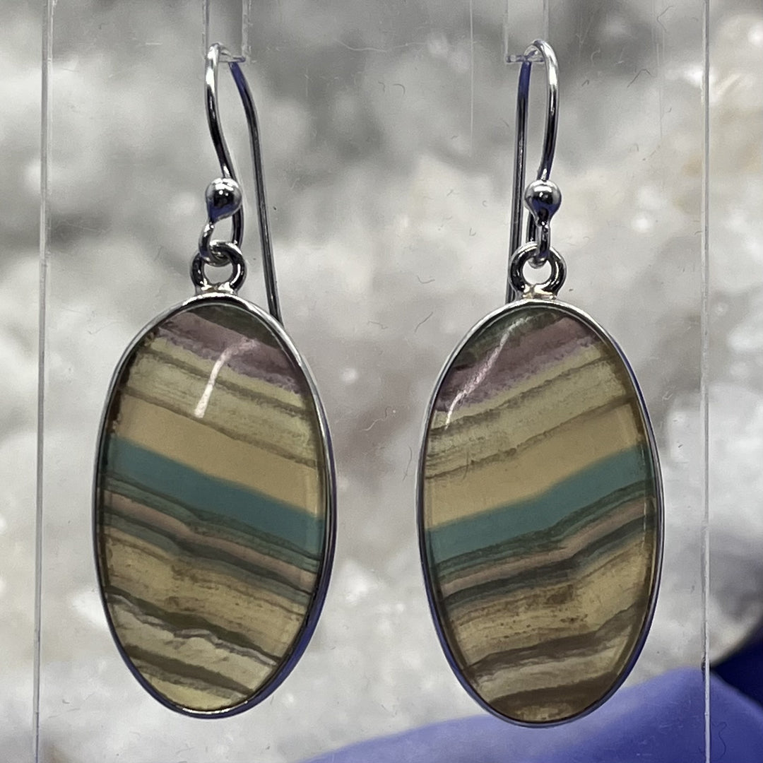 Earrings Fluorite Oval 4.3 cm