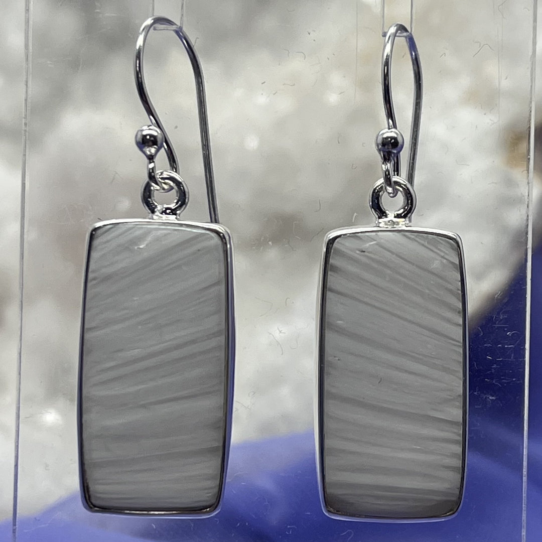 Earrings Scolecite Rectangular 3.7 cm